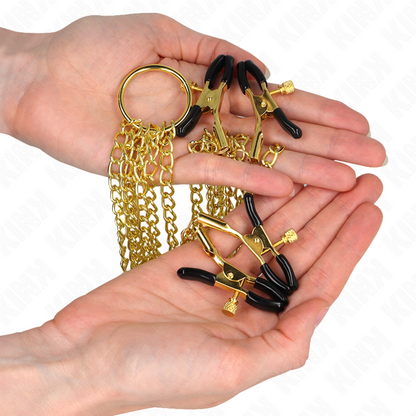 KINK - 4 GRAMPOS DE MAMILOS E CLITÓRIS AJUSTÁVEIS OURO
