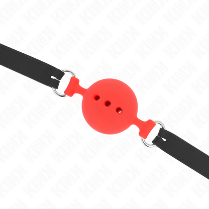 KINK - FULL SILICONE GAG 55 x 2 CM COM 5 CM BOLA TAMANHO L VERMELHO AJUSTÁVEL 35-51 CM