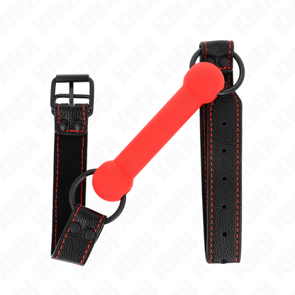 KINK - BONE GAG COM TIRA DE COURO VERMELHO AJUSTÁVEL 41-57 CM