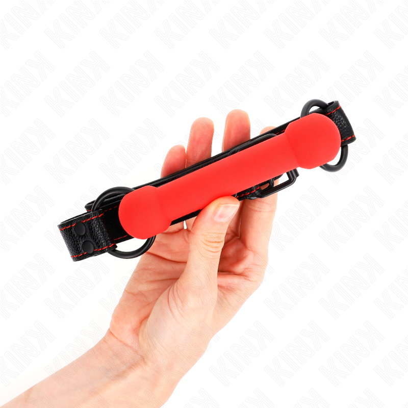 KINK - BONE GAG COM TIRA DE COURO VERMELHO AJUSTÁVEL 41-57 CM