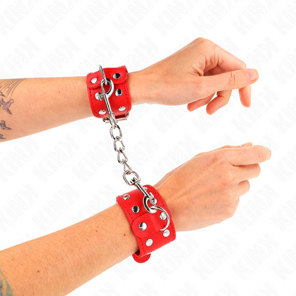 KINK - PULSEIRAS COM DUPLA LINHA DE TACHAS AJUSTÁVEIS VERMELHO
