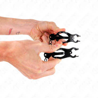 KINK - GRAMPOS DE MAMILOS DE TREVO JAPONÊS COM CORRENTE PRETO 30 CM