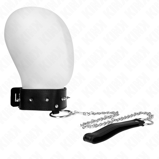 KINK - COLAR 65 CM COM TRILHA COM TACHAS PRATADAS MODELO 2 AJUSTÁVEL 36-43 CM X 5 CM