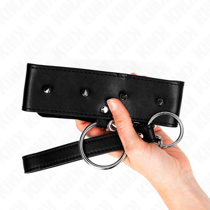 KINK - COLAR 65 CM COM TRILHA COM TACHAS PRATADAS MODELO 2 AJUSTÁVEL 36-43 CM X 5 CM