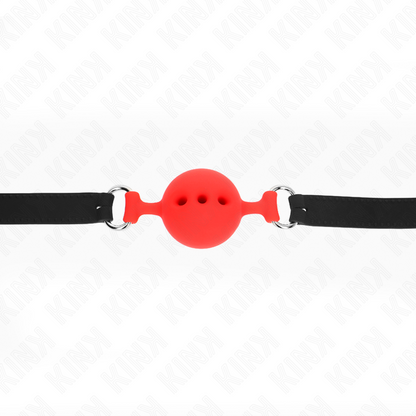 KINK - FULL SILICONE GAG 55 x 2 CM COM BOLA DE 4,5 CM TAMANHO M VERMELHO AJUSTÁVEL 35-51 CM