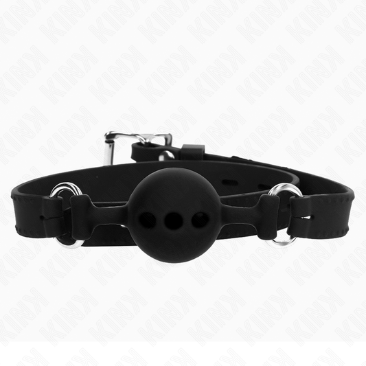 KINK - FULL SILICONE GAG 55 x 2 CM COM 4 CM BOLA TAMANHO S PRETO AJUSTÁVEL 35-51 CM