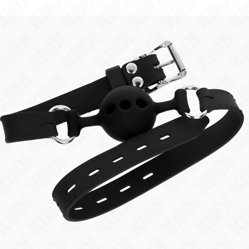 KINK - FULL SILICONE GAG 55 x 2 CM COM 4 CM BOLA TAMANHO S PRETO AJUSTÁVEL 35-51 CM