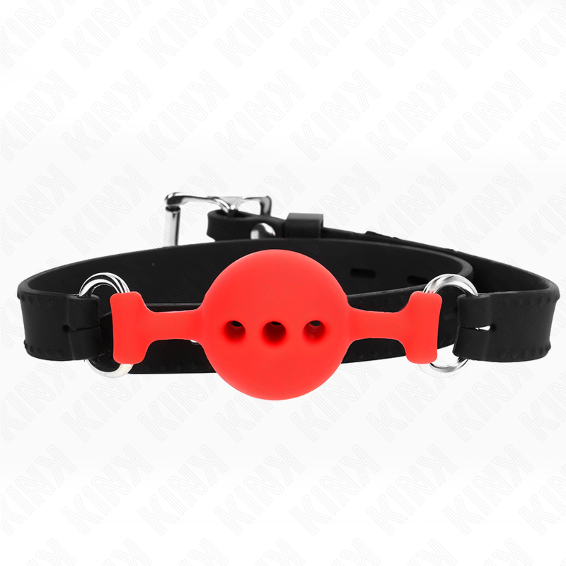 KINK - FULL SILICONE GAG 55 x 2 CM COM 4 CM DE BOLA TAMANHO S VERMELHO AJUSTÁVEL 35-51 CM