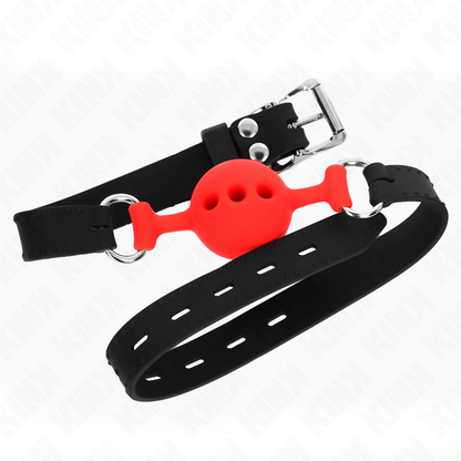 KINK - FULL SILICONE GAG 55 x 2 CM COM 4 CM DE BOLA TAMANHO S VERMELHO AJUSTÁVEL 35-51 CM