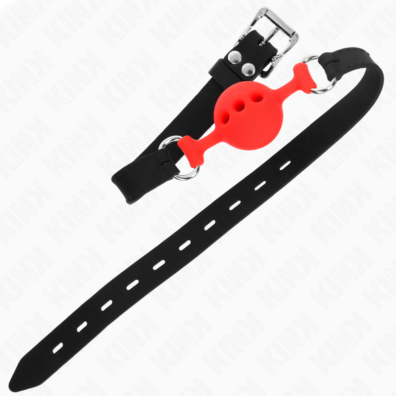 KINK - FULL SILICONE GAG 55 x 2 CM COM 4 CM DE BOLA TAMANHO S VERMELHO AJUSTÁVEL 35-51 CM