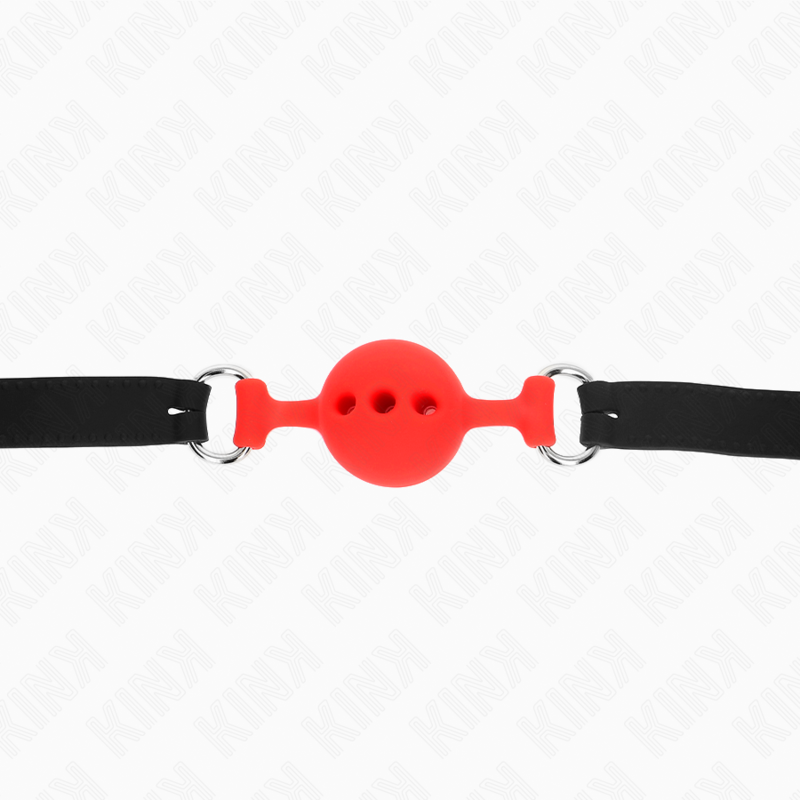 KINK - FULL SILICONE GAG 55 x 2 CM COM 4 CM DE BOLA TAMANHO S VERMELHO AJUSTÁVEL 35-51 CM