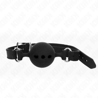 KINK - FULL SILICONE GAG 55 x 2 CM COM 5 CM BOLA TAMANHO L PRETO AJUSTÁVEL 35-51 CM