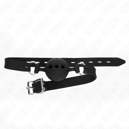 KINK - FULL SILICONE GAG 55 x 2 CM COM 5 CM BOLA TAMANHO L PRETO AJUSTÁVEL 35-51 CM