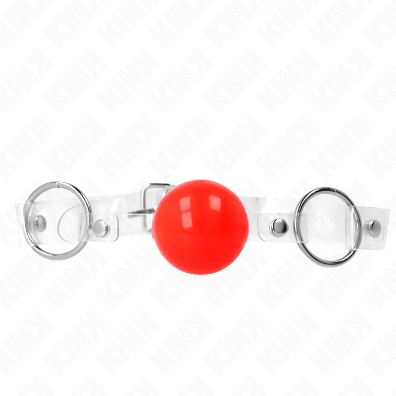 KINK - BOLA DE PVC VERMELHO TRANSPARENTE 4 CM MORDAÇA AJUSTÁVEL