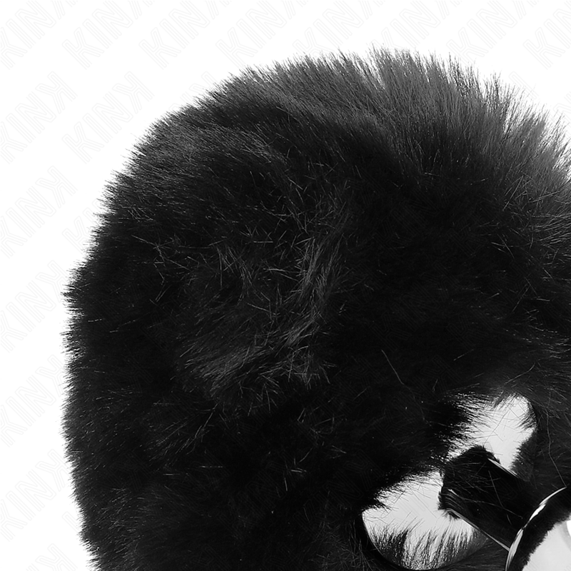 KINK - PLUG DE AÇO INOXIDÁVEL 7 x 3 CM COM PELE FAUX PRETA RABO DE COELHO 8 CM