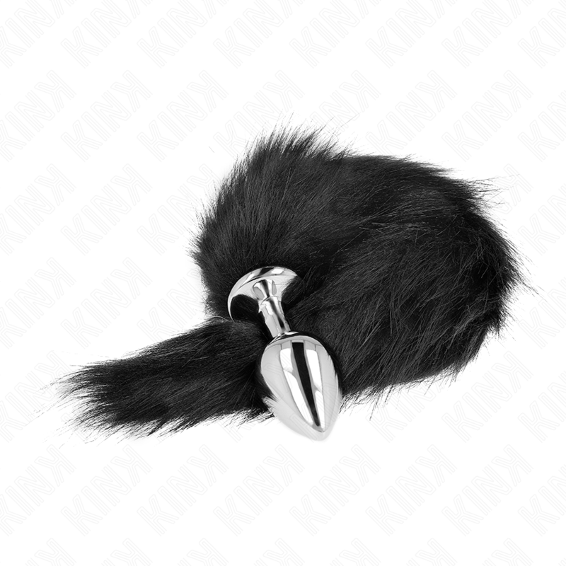 KINK - PLUG ANAL TAMANHO M 8 X 3,5 CM COM RABO SINTÉTICO 40 CM PRETO