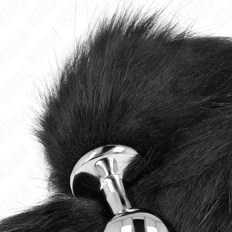 KINK - PLUG ANAL TAMANHO M 8 X 3,5 CM COM RABO SINTÉTICO 40 CM PRETO