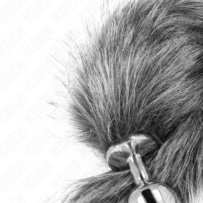 KINK - PLUG ANAL TAMANHO M 8 X 3,5 CM COM RABO SINTÉTICO 40 CM CINZA