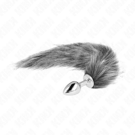 KINK - PLUG ANAL TAMANHO S 7 X 3 CM COM RABO SINTÉTICO 40 CM CINZA