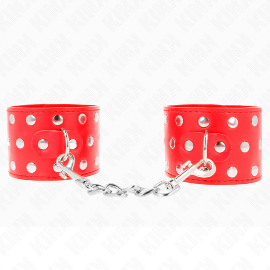 KINK - RESTRIÇÕES DE PULSO COM FECHO DE PRESSÃO CHEIO DE REBITES VERMELHO AJUSTÁVEL 19-24 CM X 5,5 CM