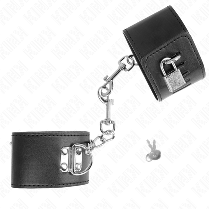 KINK - RESTRIÇÕES DE PULSO COM FECHO DE CADEADO PRETO AJUSTÁVEL 16-23 CM X 5,5 CM