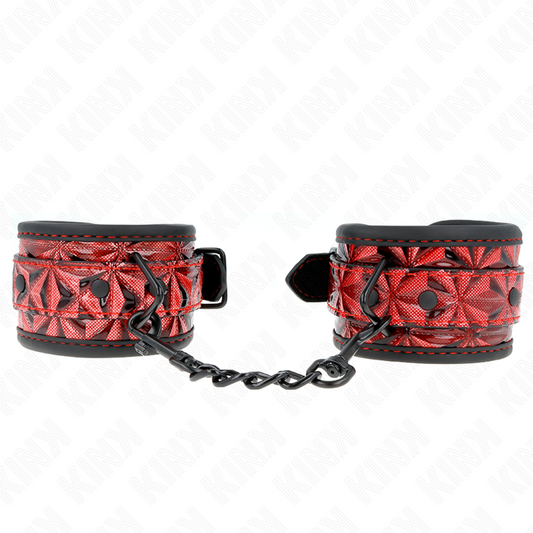 KINK - RESTRIÇÕES DE PULSO COM PADRÃO DE DIAMANTE VERMELHO ESCURO AJUSTÁVEL 17-26 CM X 5,5 CM