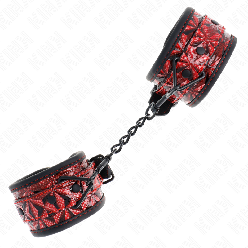 KINK - RESTRIÇÕES DE PULSO COM PADRÃO DE DIAMANTE VERMELHO ESCURO AJUSTÁVEL 17-26 CM X 5,5 CM