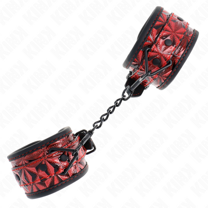 KINK - RESTRIÇÕES DE PULSO COM PADRÃO DE DIAMANTE VERMELHO ESCURO AJUSTÁVEL 17-26 CM X 5,5 CM