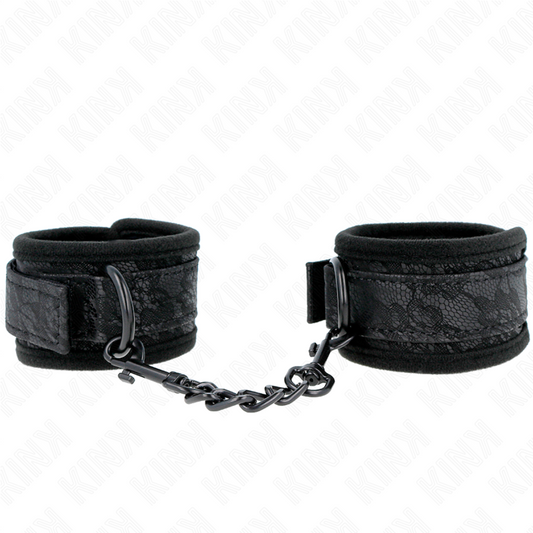 KINK - PUNHOS DE PULSO COBERTOS EM RENDA ESCURA NEOPRENE AJUSTÁVEL PRETO 20-29 CM X 5 CM