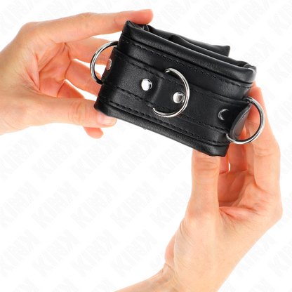 KINK - RESTRIÇÕES DE PULSO PESADAS COM FORRO DE PELE PRETA AJUSTÁVEL 20-30 CM X 6 CM