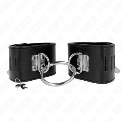 KINK - RESTRIÇÕES DE PUNHO FIXAS COM FECHO DE ANEL E CADEADO PRETO AJUSTÁVEL 16-23 CM X 5,5 CM
