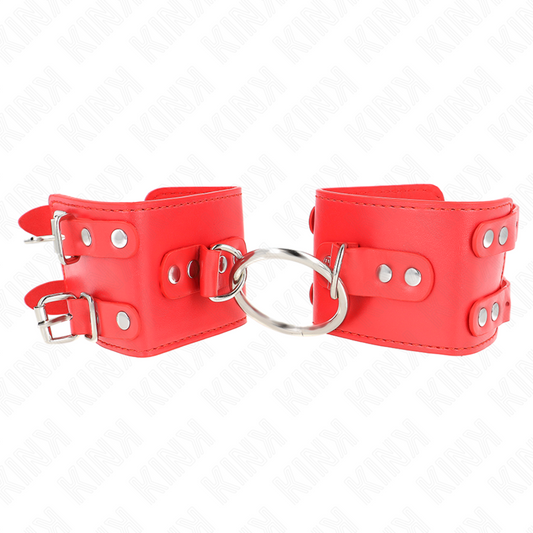 KINK - RESTRIÇÕES DE PUNHO FIXAS COM ANEL E TACHAS AJUSTÁVEIS VERMELHO 17-22 CM X 6,5 CM