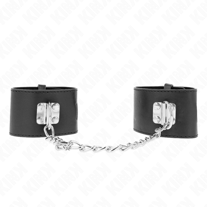 KINK - RESTRIÇÕES DE PUNHO FIXAS COM CORRENTE 30 CM E FECHO DE CADEADO PRETO AJUSTÁVEL 16-23 CM X 5,5 CM