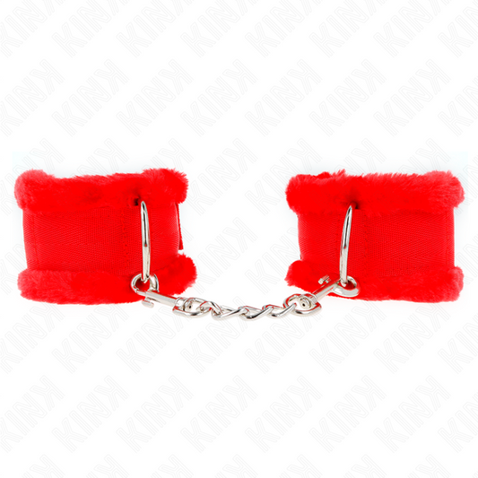 KINK - RESTRIÇÕES DE PULSO COM FORRO DE PELE VERMELHO AJUSTÁVEL 17-31 CM X 7 CM
