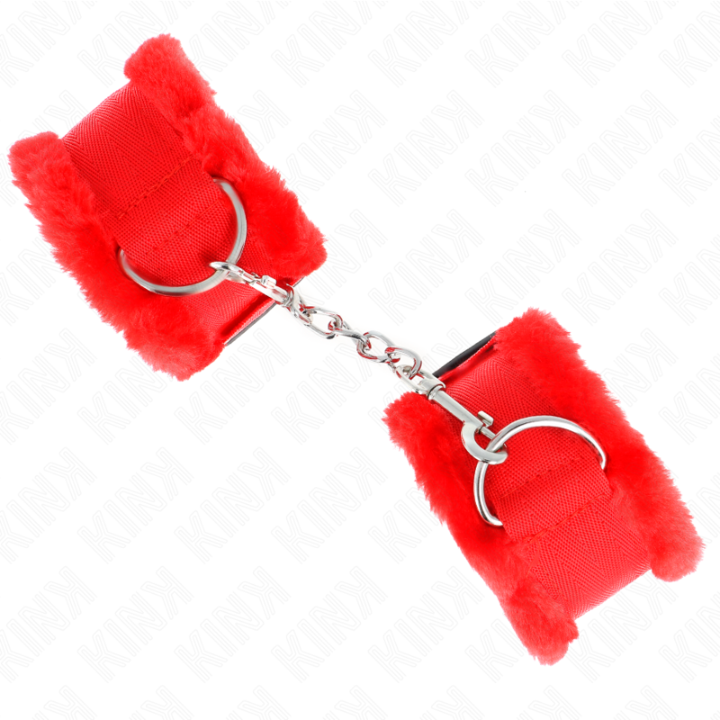 KINK - RESTRIÇÕES DE PULSO COM FORRO DE PELE VERMELHO AJUSTÁVEL 17-31 CM X 7 CM