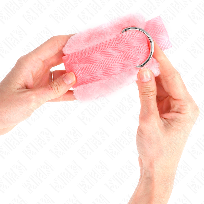 KINK - RESTRIÇÕES DE PULSO COM FORRO DE PELE ROSA AJUSTÁVEL 17-31 CM X 7 CM