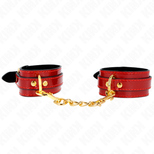 KINK - JOANNA ANGEL PULSEIRAS DE PULSO VERMELHAS AJUSTÁVEIS COM CORRENTE DOURADA 16,5-26 CM X 4 CM