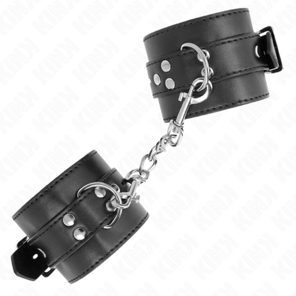 KINK - RESTRIÇÕES DE PUNHO PRETAS COM CINTO PRETO AJUSTÁVEL 17-28 CM X 6 CM