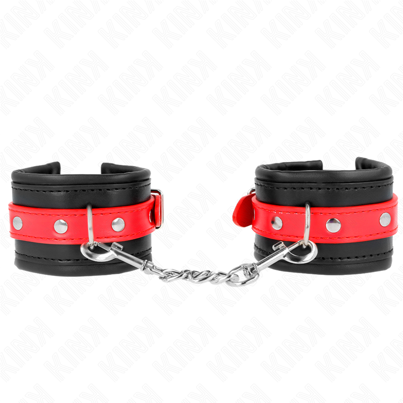 KINK - RESTRIÇÕES DE PULSO PRETO COM CINTO VERMELHO AJUSTÁVEL 17-28 CM X 6 CM