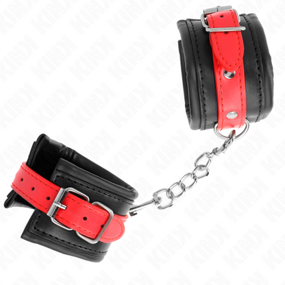 KINK - RESTRIÇÕES DE PULSO PRETO COM CINTO VERMELHO AJUSTÁVEL 17-28 CM X 6 CM