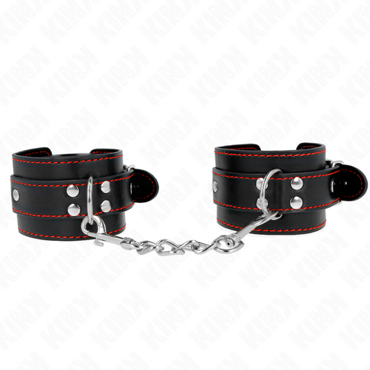 KINK - RESTRIÇÕES DE PULSO PRETO COM FORRO VERMELHO AJUSTÁVEL 20-28 CM X 5,5 CM