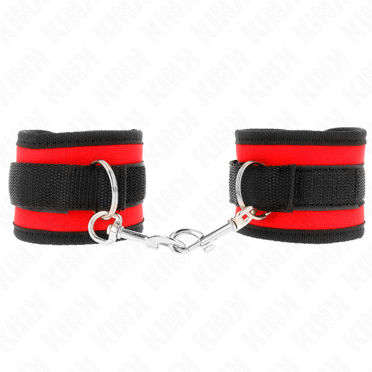 KINK - NYLON BIND HOOK&amp;LOOP RESTRIÇÕES DE PULSO VERMELHO-PRETO MODELO 2 AJUSTÁVEL 18-35 CM X 6 CM