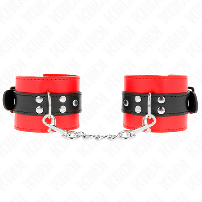 KINK - RESTRIÇÕES DE PUNHO VERMELHO COM CINTO PRETO AJUSTÁVEL 17-28 CM X 6 CM