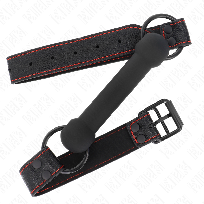 KINK - BONE GAG COM TIRA DE COURO PRETO AJUSTÁVEL 41-57 CM