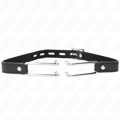 KINK - GANCHO DE METAL GAG 11,5 CM COM CORREIA DE COURO AJUSTÁVEL 39-58 CM X 2 CM