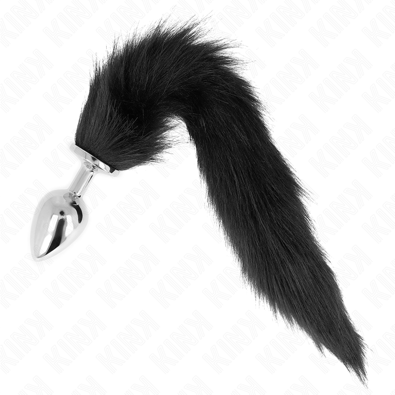 KINK - PLUG ANAL TAMANHO L 10 X 4 CM COM RABO SINTÉTICO 40 CM PRETO