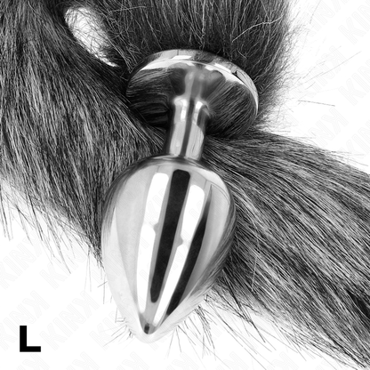 KINK - PLUG ANAL TAMANHO L 10 X 4 CM COM RABO SINTÉTICO 40 CM CINZA