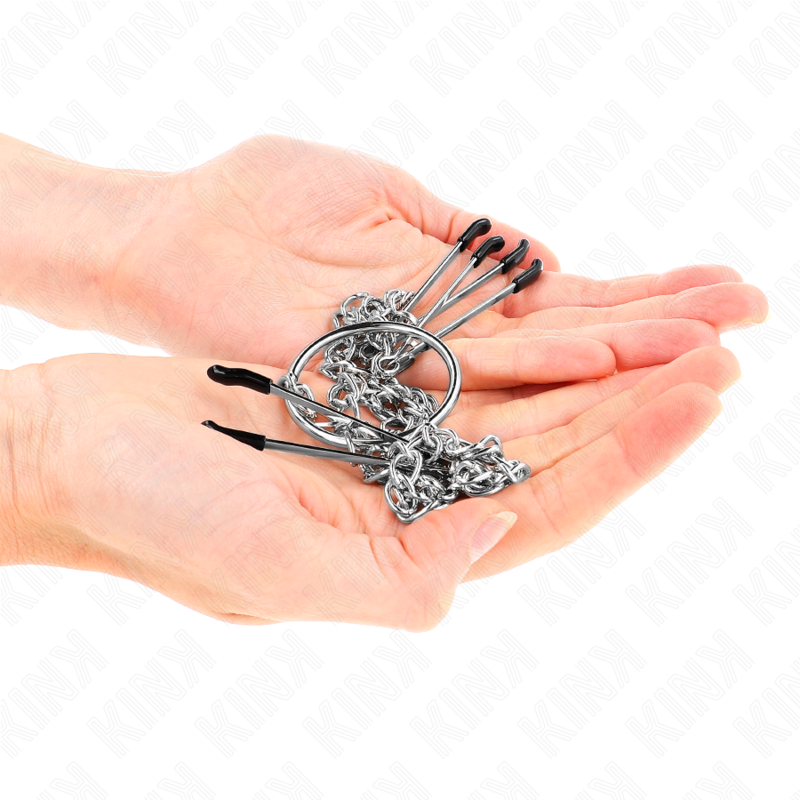 KINK - GRAMPOS TRIPLOS PARA MAMILOS E CLITÓRIS COM CORRENTE MODELO 1