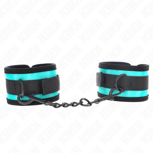 KINK - RESTRIÇÕES DE PULSO DE NYLON HOOK AND LOOP PRETO-AZUL AJUSTÁVEL 18-32 CM X 5 CM