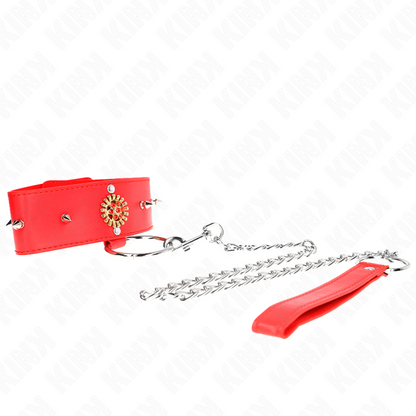 KINK - COLAR DE DIAMANTE VERMELHO COM CINTO 65 CM AJUSTÁVEL 35-51 CM X 7 CM